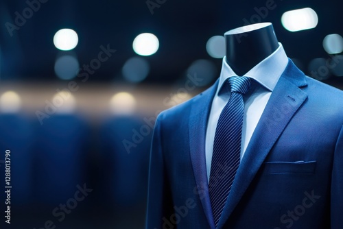 Wallpaper Mural Elegant mannequin displaying tailored blue suit in retail store fashion showcase modern environment close-up view style inspiration Torontodigital.ca