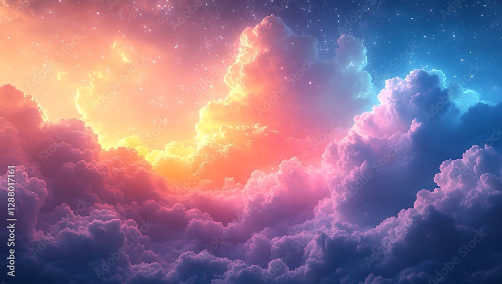 Fototapeta premium Vibrant Cloudscape at Dawn/Dusk, a Dreamlike Sky