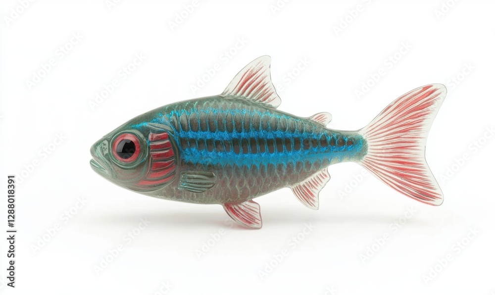 Fototapeta premium Translucent fish figurine on white background for educational purposes
