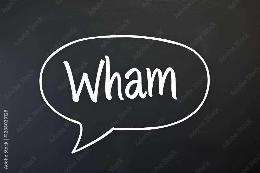 Text Wham on bubble speech on black chalkboard Text Wham on bubble speech on black chalkboard