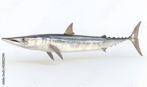Wahoo fish swimming underwater on white background, marine life illustration
