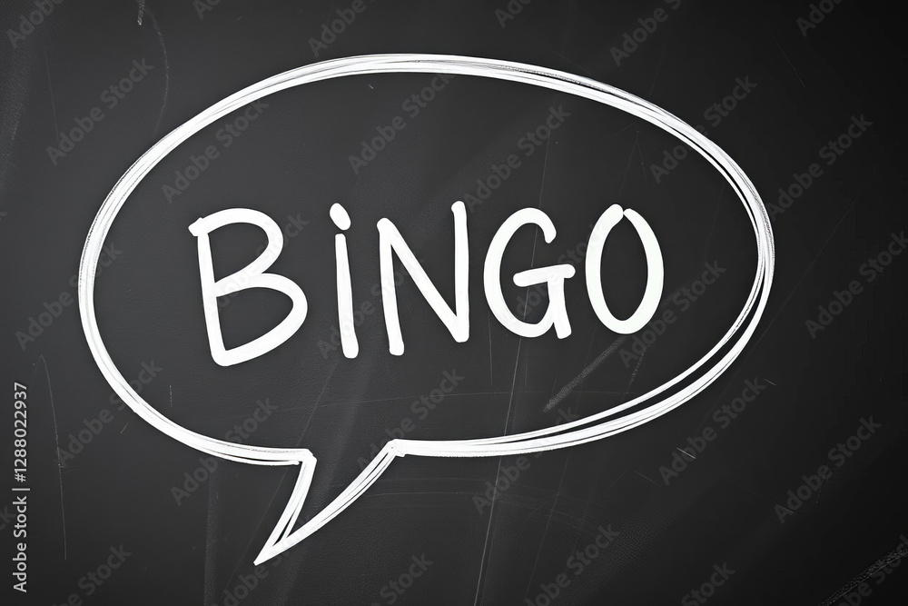 Text Bingo on bubble speech on black chalkboard Text Bingo on bubble speech on black chalkboard