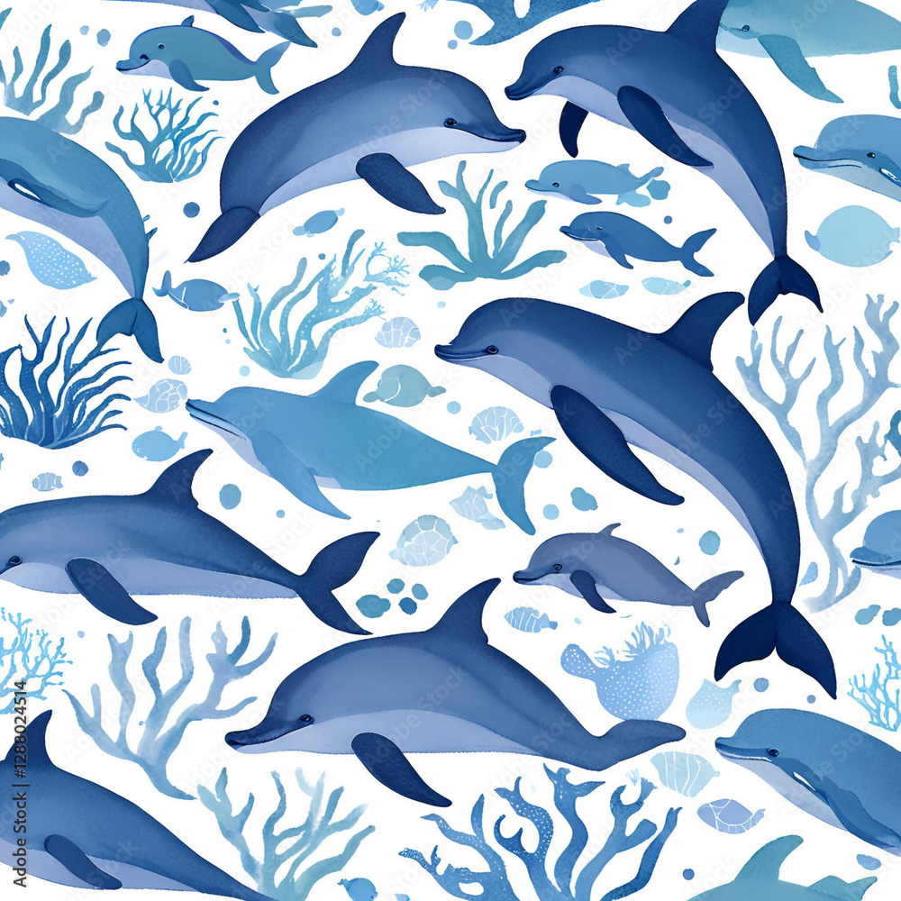 Obraz premium seamless pattern with dolphins