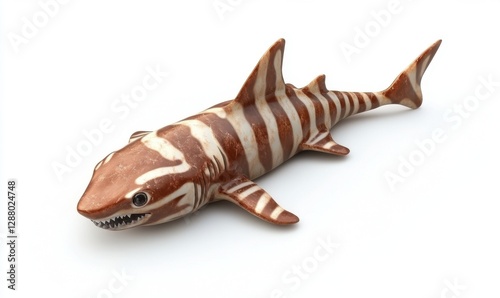 Zebra shark toy figure isolated on white background for educational play