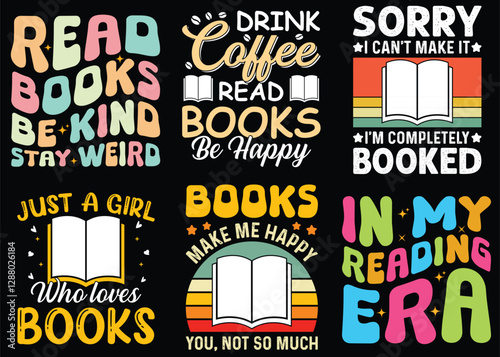 6 Reading T Shirt Design Bundle 1 