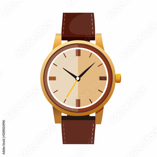 elegant wristwatch with leather strap