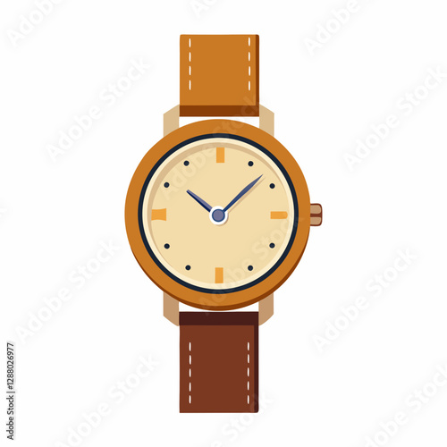 elegant wristwatch with leather strap