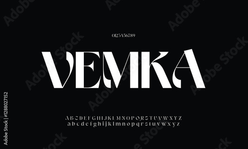 VEMKA vector font alphabet with numbers