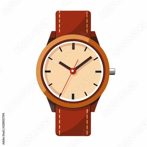 elegant wristwatch with leather strap