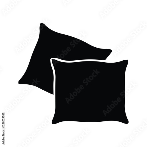 Pillow Icon. Illustration of Two Soft and Comfortable Pillows. Bedroom Decoration. Big and Small Pillows.