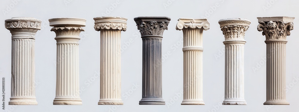 Seven Ancient Column Styles Showcasing Classical Architecture and Elegant Detailing for Design Inspirations Seven Ancient Column Styles Showcasing Classical Architecture and Elegant Detailing for Design Inspirations