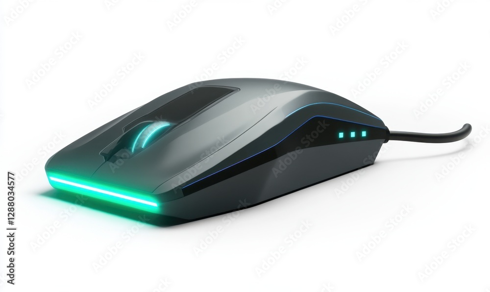 Sleek gaming mouse with LED lighting on a clean white background, emphasizing modern design Sleek gaming mouse with LED lighting on a clean white background, emphasizing modern design