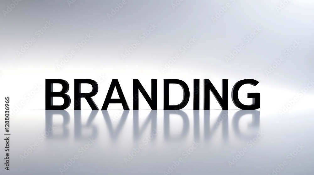 Showcasing the concept of branding with bold typography in a reflective setting Showcasing the concept of branding with bold typography in a reflective setting
