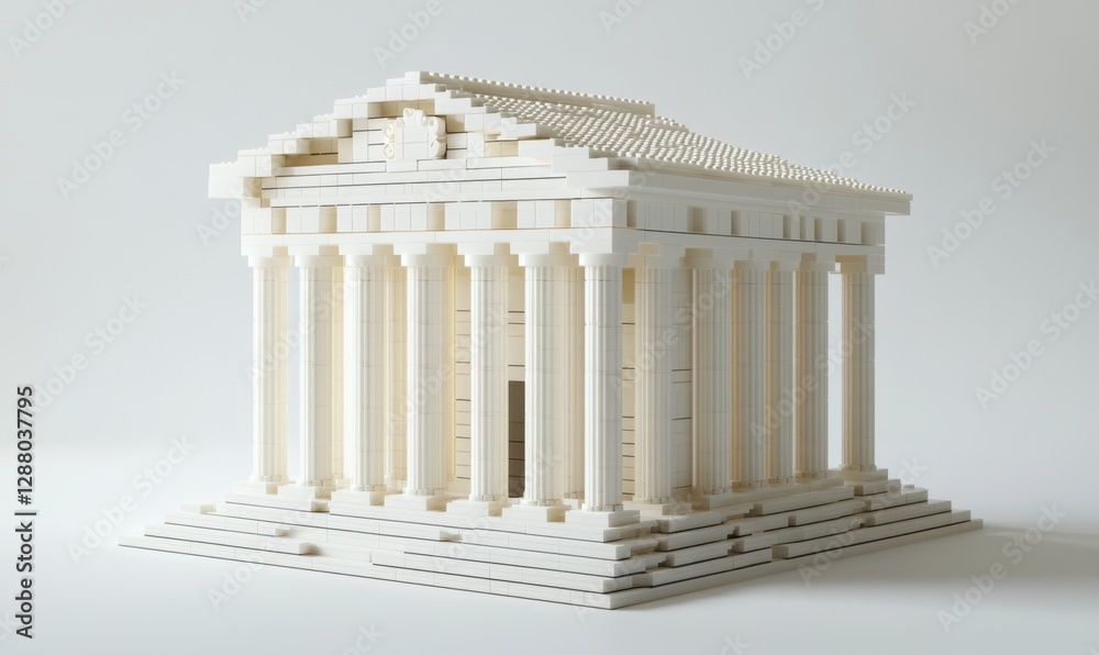 Fototapeta premium White miniature temple model on white background, ideal for architectural studies
