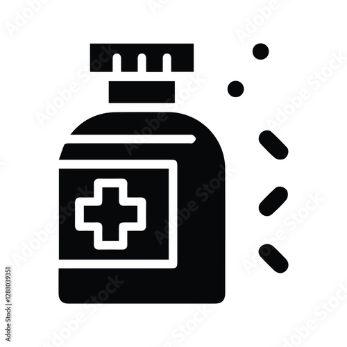 Pill Bottle And Capsule Bottle Icon. Vitamin Bottle Illustration. Medicine Bottle And Pharmaceutical Products Isolated On White Background.