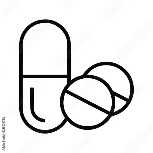 Pills And Capsule Tablets Icon. Prescription Drugs Illustration. Pharmaceutical Pills. Drugs And Pharmaceutical Products Isolated On White Background.