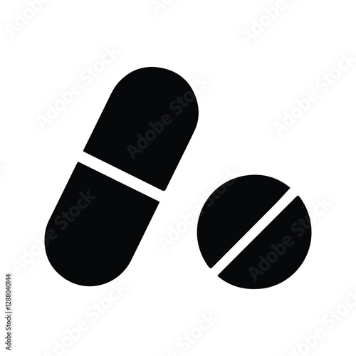 Pills And Capsule Tablets Icon. Prescription Drugs Illustration. Pharmaceutical Pills. Drugs And Pharmaceutical Products Isolated On White Background.