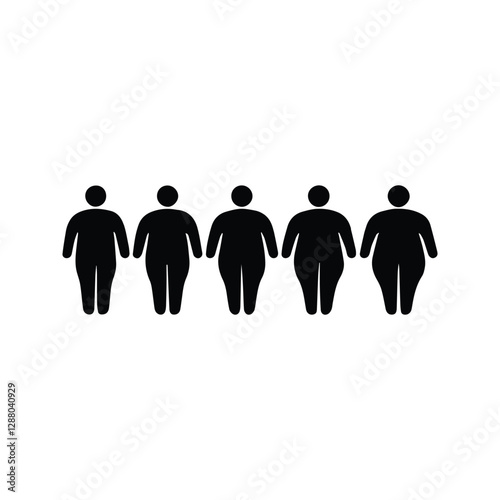 Human Body Icon. Illustration of Body Changes From Thin to Fat. Difference in Human Body Weight From Thin to Fat.