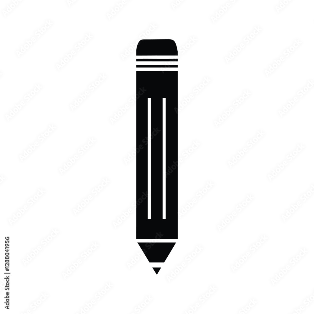 Pencil Icon. Illustration of Stationery for School and Office Isolated on White Background. Pencil Icon. Illustration of Stationery for School and Office Isolated on White Background.