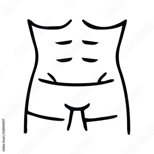 Male Stomach Icon. Male Six Pack Abs Appearance Illustration. Sportsman Performance.