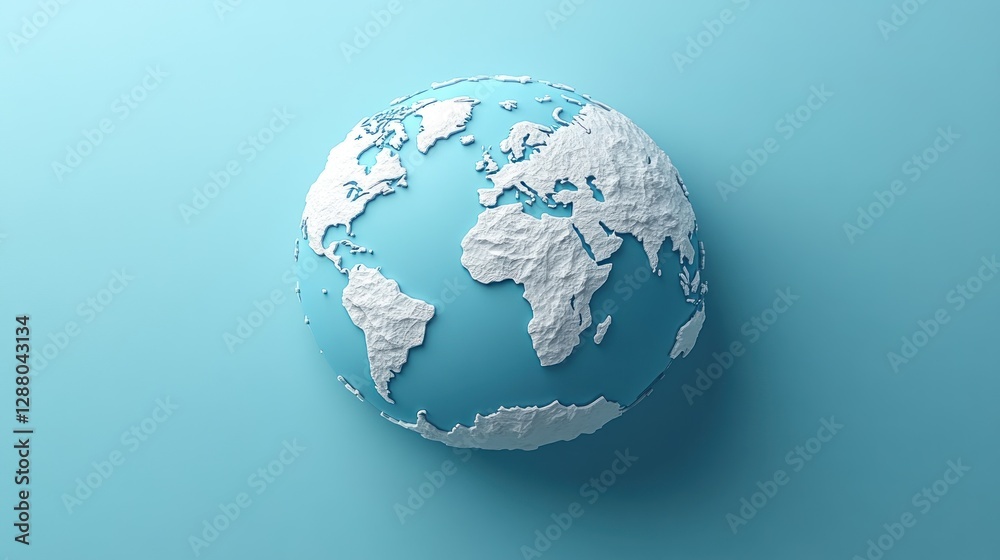 Fototapeta premium 3D Earth Model on Light Blue Background