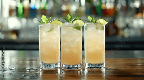 Three Mint Juleps at a Bar