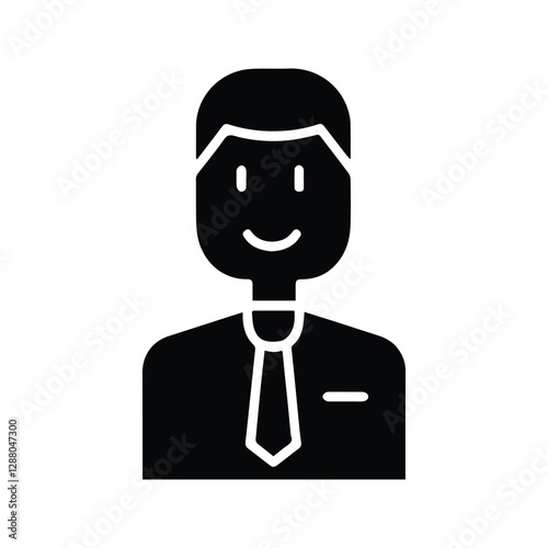 Male Receptionist Icon. Receptionist Assistant Silhouette Illustration. Hotel Front Desk Attendant.