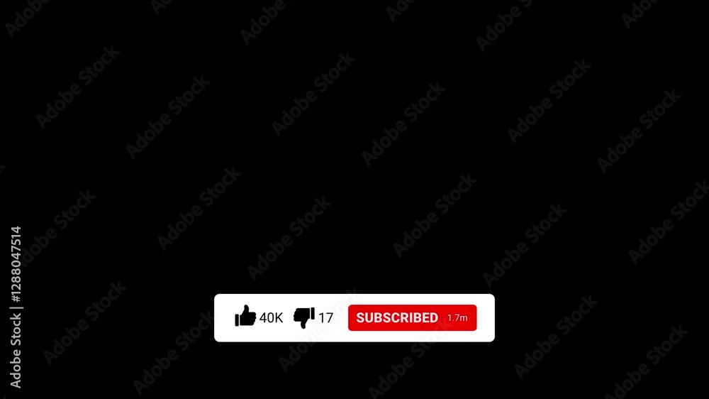 Animated like, subscribe, notification button. Animation, social media channel, vlog, motion graphics. Black background. Animated like, subscribe, notification button. Animation, social media channel, vlog, motion graphics. Black background.
