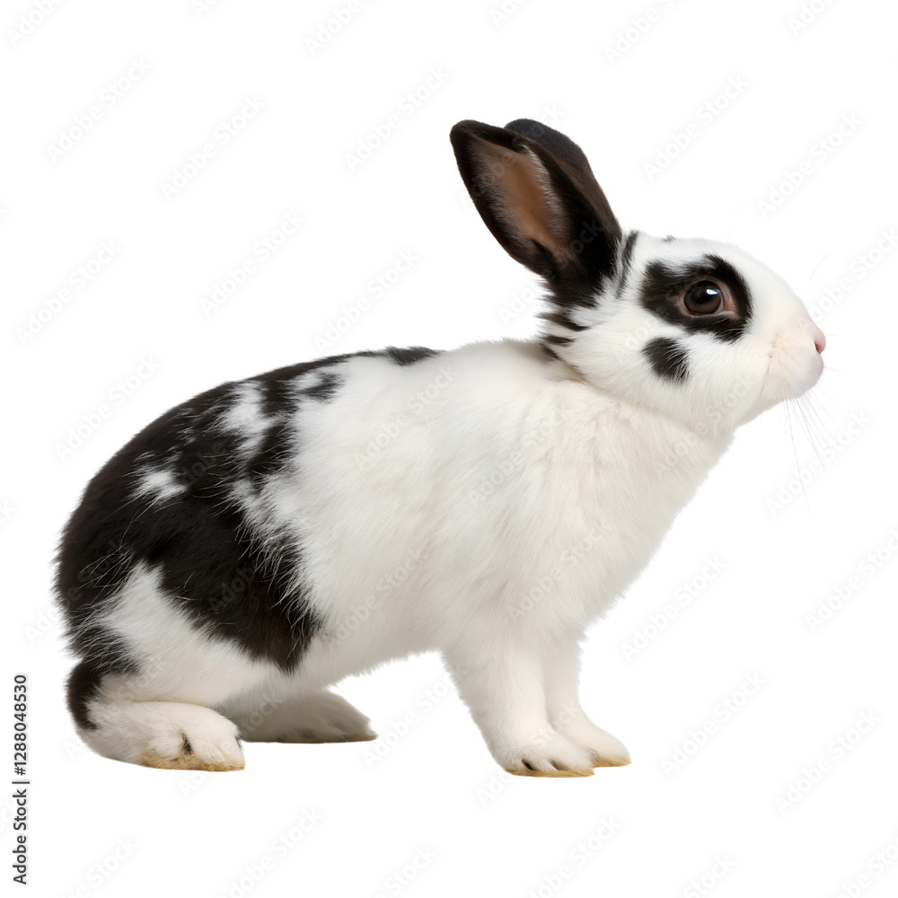 Black and white rabbit Isolated Trasnparent Background, Png Isolated, Trasnparent Background Black and white rabbit Isolated Trasnparent Background, Png Isolated, Trasnparent Background