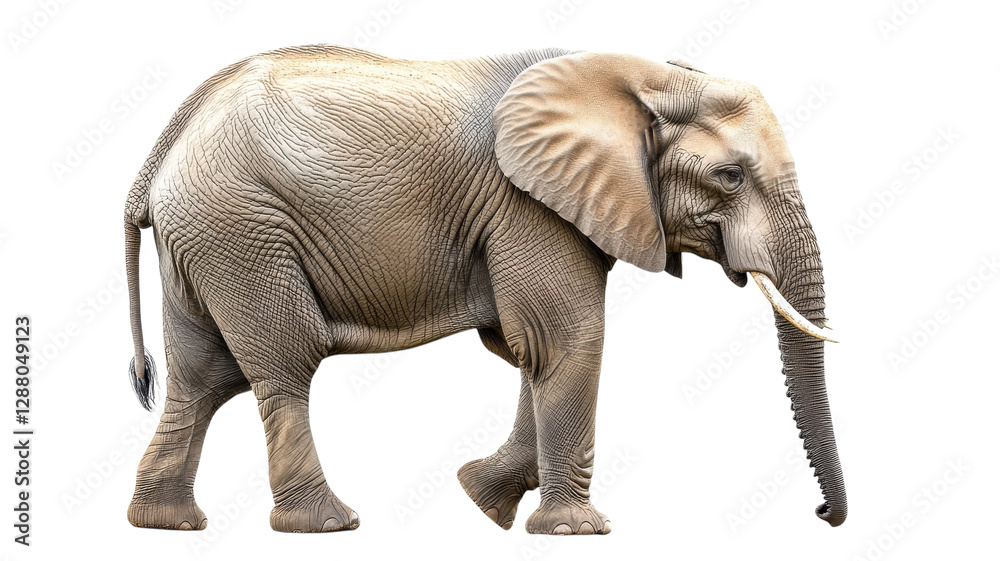 Obraz premium Elephant walking gracefully in a natural habitat showcasing its majestic presence and unique features