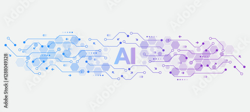 Digital tech motherboard texture design. Creative idea AI banner concept for internet technology. Software coding. Engineering concept for poster, cover, banner, header, web, presentation template