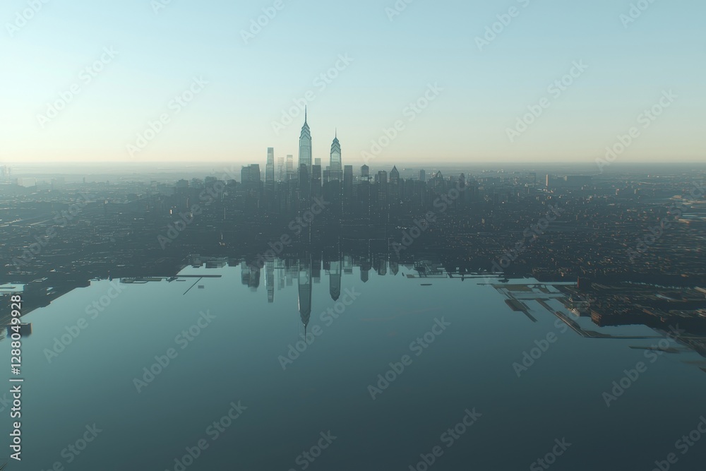 Obraz premium Philadelphia's financial downtown area is shown in an aerial panorama city view during the daytime in Pennsylvania, USA, where a startup company is launching a project to find, develop, and validate