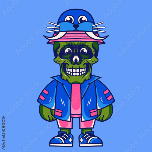 Mascot character design cartoon walrus hat