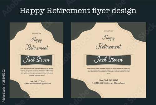 Set of retirement party invitation, square banner, instagram story and a4 poster, vector illustration