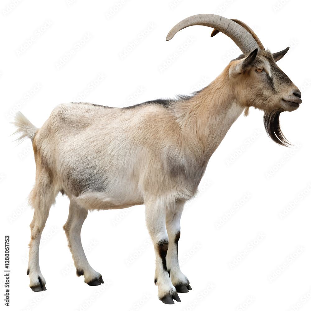 Obraz premium Adult goat with horns Isolated Trasnparent Background, Png Isolated, Trasnparent Background