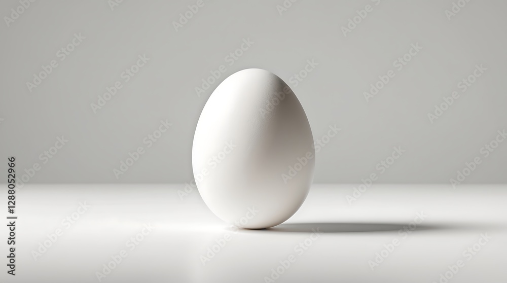 Minimalist composition featuring a single white egg on a plain surface Minimalist composition featuring a single white egg on a plain surface