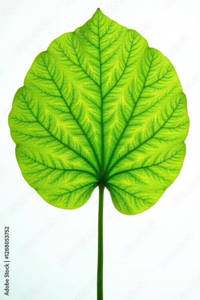 Fototapeta premium Intricate vein detail of Ginkgo Biloba leaf against pure white , closeup, closeup shot