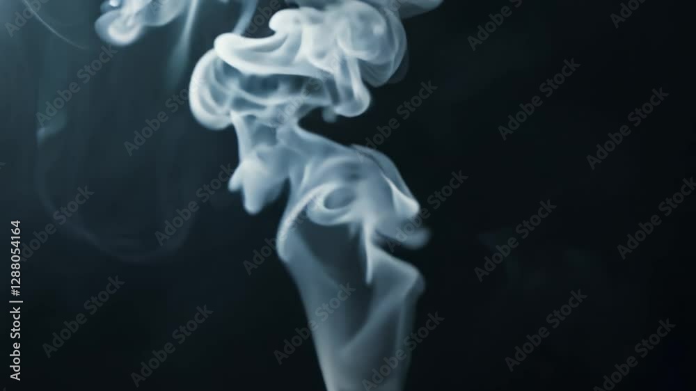 Static video with subtle smoke, moody, low-key lighting, smoke rising and dissipating, dark background, atmospheric and mysterious