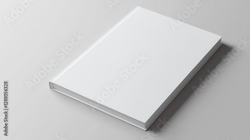 Mockup of a blank white book cover on a gray background, perfect for design presentations and creative projects.