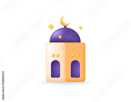 illustration of mosque building. decoration or ornament. symbol or icon. minimalist 3d style design. design elements. Ramadan, Eid al-Fitr, Eid al-Adha