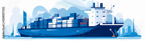 Illustration of a cargo ship.