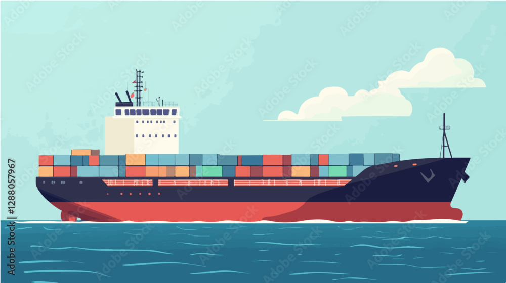 Fototapeta premium Illustration of a cargo ship.