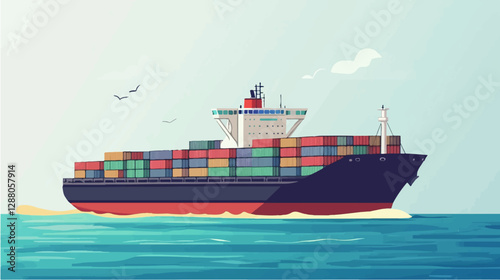 Illustration of a cargo ship.