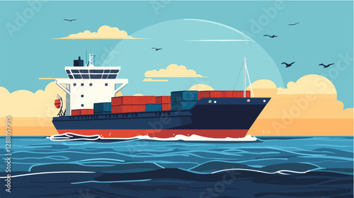 Illustration of a cargo ship.
