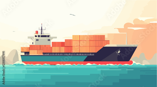Illustration of a cargo ship.