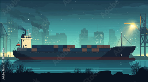 Illustration of a cargo ship.