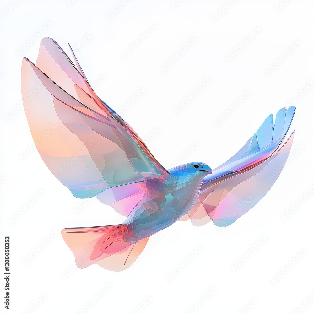 Fototapeta premium A 3D rendering of an eagle shape with holographic textures