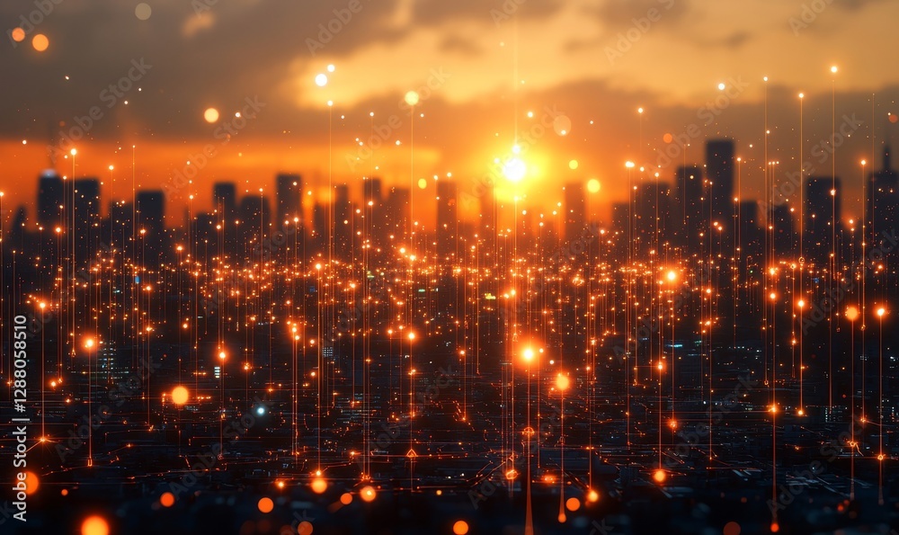 Fototapeta premium Abstract Digital Circuitry with Lights, Generative AI