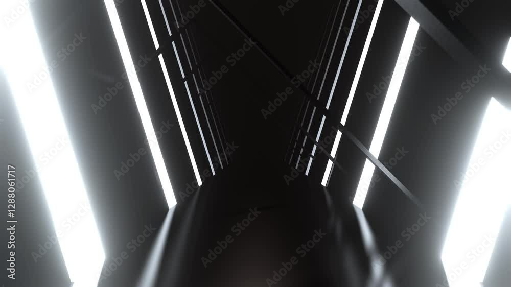 White Neon Strobe Corridor with Asymmetrical Frames Background VJ Loop l 4K