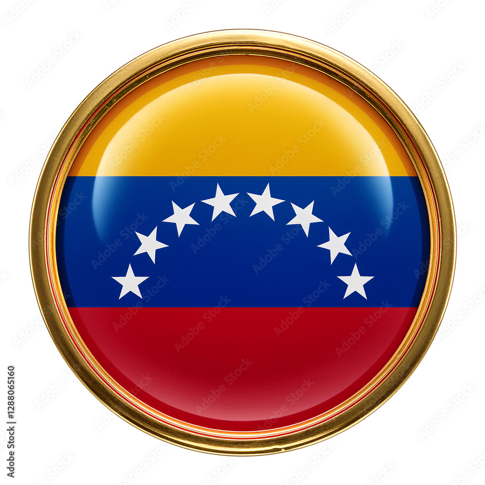 ベネズエラの国旗のブローチ。白背景。(Venezuela flag brooch on white background.)
ベネズエラの国旗のブローチ。白背景。(Venezuela flag brooch on white background.)